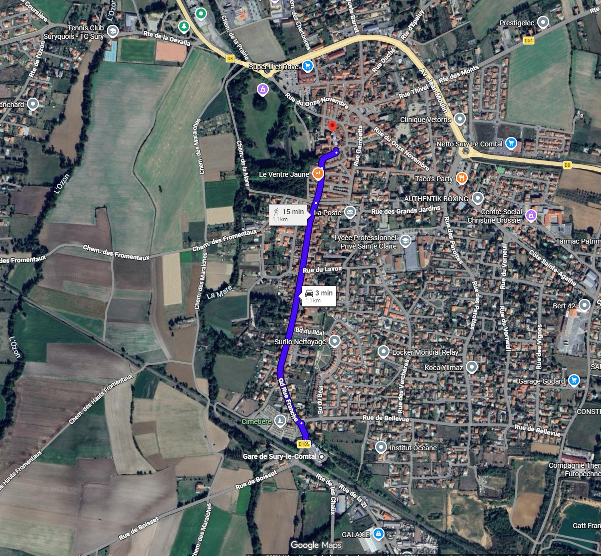 Se rendre au Château en partant de la gare Plan pour se rendre au Château en partant de la gare